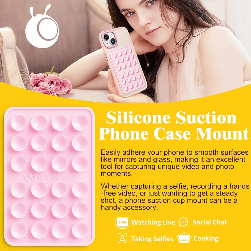PKYAA Anteel Silicone Suction Phone Case Adhesive Mount, Upgraded Super Strong Grip, Durable, Easy to Use, Hands-Free Sticky Phone Holder for Selfies, Tiktok Videos, 2.56"x3.94" (White) - Image 1
